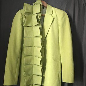 MEGAN/RENEE LIME GREEN SIDE RUFFLE BLAZER S-M